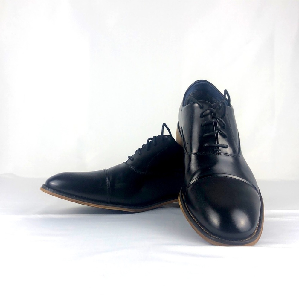 Classic Black Cap-Toe Derby Shoes for Men